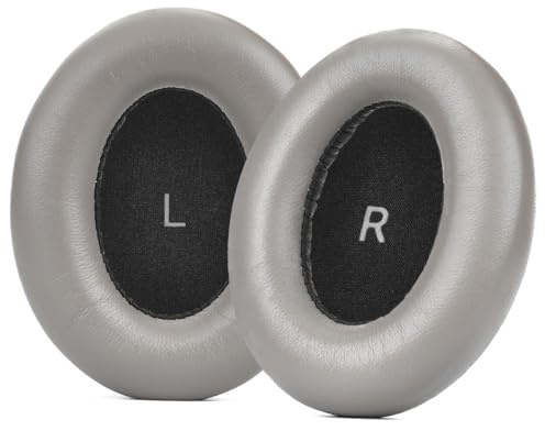 INF Ohrpolster 2er Set Grau Lammleder mit Memory Foam, Ersatz Ohrkissen kompatibel für Sennheiser Momentum 4, genaue Passform 10cm x 8cm x 2cm, weiches Tragegefühl und ergonomischer Halt für Pendeln R