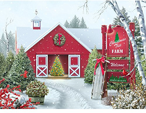 Bits and Pieces - 1000 Teile Puzzle für Erwachsene - Christmas Tree Farm - 1000 Teile Winterurlaub Schnee Puzzle von Künstler Alan Giana