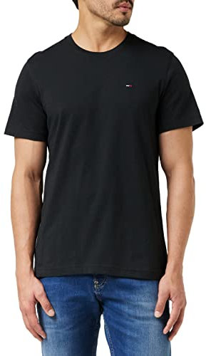 Tommy Jeans Herren T-Shirt Kurzarm TJM Original Slim Fit, Schwarz (Tommy Black), XXL