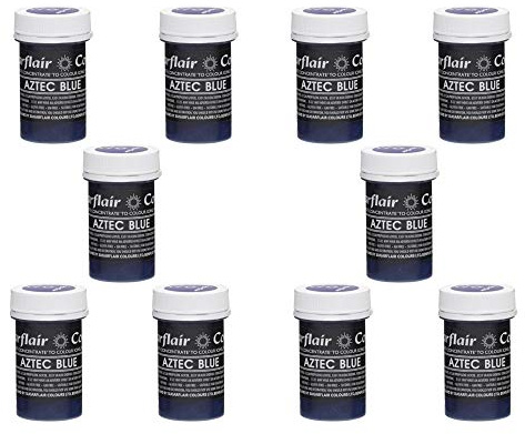 Sugarflair Aztec Blue Pastel Food Colouring Paste, Highly Concentrated for Use with Sugar Pastes, Buttercream, Royal Icing or Cake Mix, Subtle Colour Dye - 25g (Pack of 10)