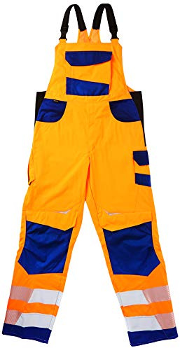 KÜBLER REFLECTIQ Latzhose PSA 2 – Latzhose mit Reflex- und Cordura®-Verstärkungen für mehr Bewegungsfreiheit warnorange/kbl.blau Gr. 90