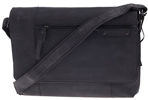 Greenburry Vintage Revival Umhängetasche Lehrertasche Schwarz Unitasche 37x37x7cm