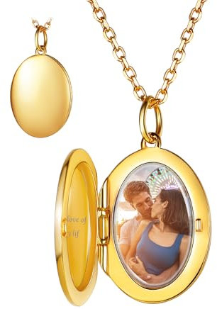 Custom4U Collier avec Photo Dedans Personnalisé Loket Photo à l'Intérieur Argent 925