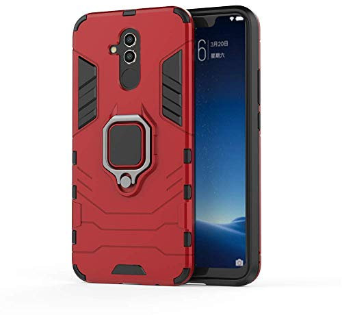 Huawei Mate 20 Lite Hülle, MHHQ Hybrid 2in1 TPU+PC Schutzhülle Rugged Armor Car Mount Case Cover Dual Layer Bumper Backcover mit Ständer für Huawei Mate 20 Lite -Red