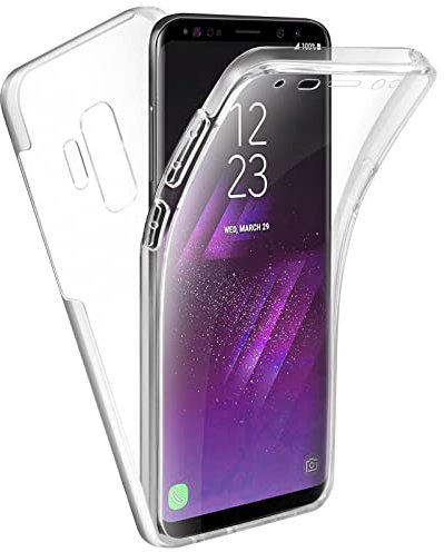 TBOC Cover per Samsung Galaxy S9 Plus - S9+ (6.2) - Custodia [Trasparente] Completa Copertura Integrale [Silicone TPU] Protezione Totale [360 Gradi] Full Body Anteriore Posteriore Sottile Case