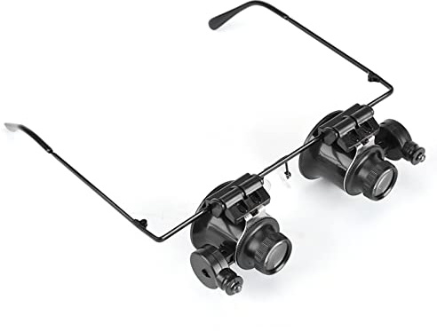 LED Licht Lupenbrille - Professionelle 20x Vergrößerung für Uhrmacher und Juweliere, tragbares Design mit einstellbarem LED-Licht