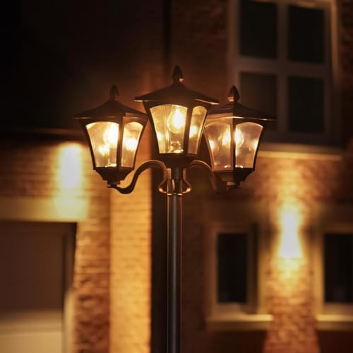 Festive Lights solarbetriebene Outdoor LED Garten Leuchte, schwarz, (Klassisch – Glühdraht-LEDs warmweiß, H 210cm 3-flammig)