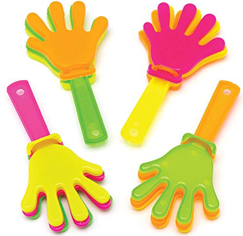 Baker Ross- Minicarracas de manos (Pack de 8) Carracas de plástico perfectas para bolsas de regalo para niños, fiestas de Halloween, rellenos de piñata o regalos de cumpleaños