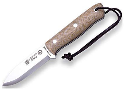 joker Sopravvivenza Coltello CM115-P Nórdico, Micarta Canvas Manico Marrone, 10 cm Lama di SANDVIK 14C28N, Fodero in Pelle Marrone, Strumento per la Pesca, Caccia, Campeggio ed Escursioni.
