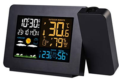 XF-B Digital Radio Projection Alarm Clock Weather Station With Temperature Sensor Colorful LCD Display Weather Forecast