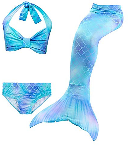 shepretty Meerjungfrau Schwanz mit Bikini-Set für Mädchen Schwimmen Kostüme Cosplay,wpDH46,120