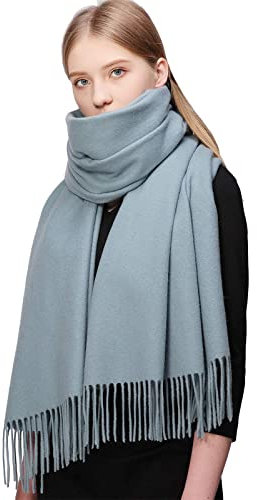 RIIQIICHY 100% Wollschal Pashmina Stola für Damen Warme Winter Große Schals Frauen Türkis