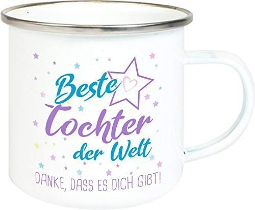 Shirtinstyle, Emaille Tasse Beste Tochter der Welt, Danke das es Dich gibt! Farbe weiß