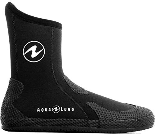 AQUALUNG Unisex Superzip Dive Boots - Warm Ergonomic Protective Neoprene Scuba Diving Boots with Non-Corrosive YKK Zippers, Elastic Cuff Binding & 8mm Thick Treaded Sole, Black/Blue, 12, 5mm