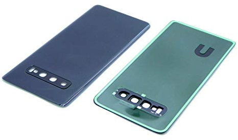 Handywest Kompatibel für Samsung Galaxy S10 SM-G973F Akkudeckel Backcover Hosing Cover Ersatz Akkufachdeckel mit Kameraglas Camera Glaß Glas mit Klebefolie Streifen Adhesive Kleber Schwarz