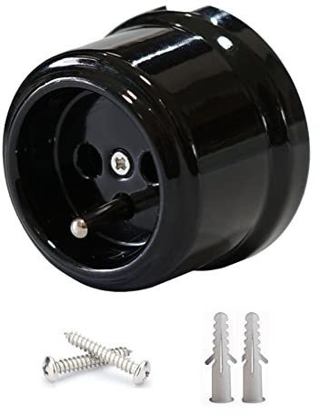 FRENCH Base Enchufe Porcelana Negro 240 V,16A