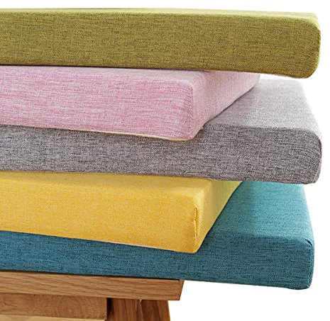 Dickes Bank-Sitzkissen, 2-Sitzer, 3-Sitzer, für drinnen und draußen, 80/100/120 cm, Gartenbank, Stuhlkissen für Terrasse, Esszimmer, Küche, Schaukel (80 x 35 x 4 cm, Gelb)