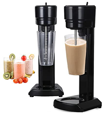 KELUNIS Batidora Comercial De 280 Vatios, Máquina De Batido De Leche Silenciosa Eléctrica De Un Solo Cabezal con Vaso Mezclador Doble De 10000 Ml / 33,8 Oz, 2 Velocidades Ajustables, Negro