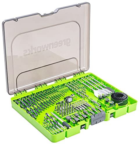 Greenworks Set di 90 punte per trapano e guida in ossido nero con custodia modulare per legno, metallo, plastica e muratura, durata 3 volte più lunga, punto di divisione di 135°, fresate di precisione