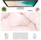 Atufsuat Extended Gaming Mouse Pad, XXL Large Mouse Mat 30 x 14 Inch, Big Computer Keyboard Mousepad, Waterproof Desk Pad with Stitched Edges and Non-Slip Base for Office Gaming, Light Pink Marble
