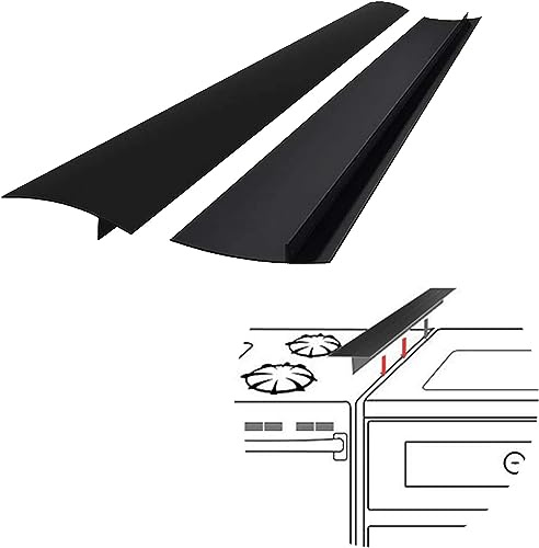 SEVCHY Silikon-Ofen-Lückenabdeckungen, hitzebeständig, Silikon-Herd-Thekenschutz, Schrank-Lückenfüller, versiegelt die Lücke zwischen Ofen, leicht zu reinigen (2 Stück) (63.5 cm, schwarz)