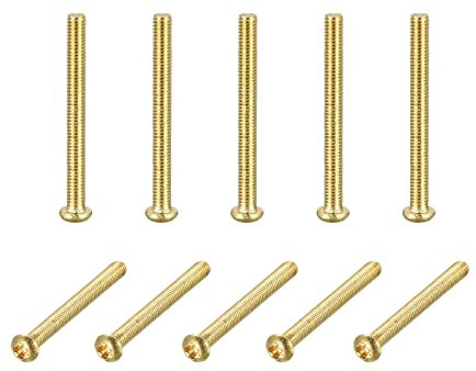 sourcing map Brass Machine Screws, M3x30mm Phillips Pan Head Fastener Bolts for Furniture, Office Equipment, Electronics 16Pcs