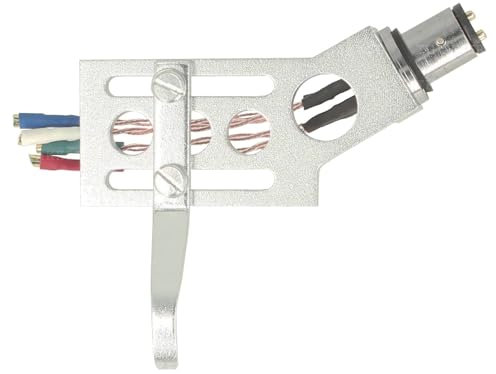 THAKKER CHS-19 - gekröpftes CNC gefrästes Aluminium Headshell - Silber | SME Anschluss | inkl. Headshell-Kabel, Schrauben in 4 unterschiedlichen Längen, Muttern und Nylon Unterlegscheiben