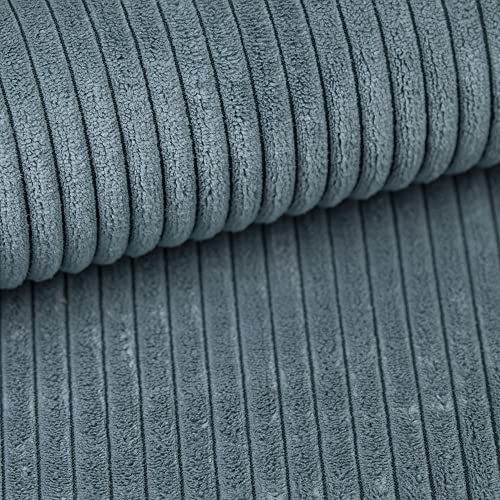 Fabreco - CORDSTOFF Polsterstoff Meterware - Stoff Meterware (100cm x 142cm) | 380 g/m2 | POSTON Dekostoff Breitcord - Polsterstoff Möbelstoff - Möbelstoffe: Cord Stoff für Sofa & Stühle (Türkis)