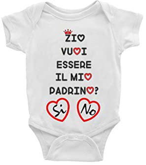 Puzzletee Body Neonato in Cotone – “Zia vuoi essere la mia Madrina?” – Abbigliamento da Giorno