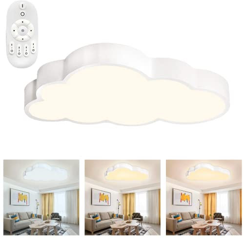AufuN 48W Wolken Deckenleuchte, Wolken lampe mit Fernbedienung, Kinderzimmer Kreative lampen wolke decke, Dimmbar Weiß