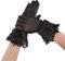 Yolev Damen Mesh Handschuhe Mit Schleife - Abgeschnitten Vintage Spitze Opern Stretch Braut für Hochzeit, Teeparty, Abschlussball (Schwarz)
