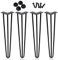 Ansobea Table en Épingle Hairpin Legs Lot de 4 Pieds de Table en métal Noir 12 mm Pieds de Table en Acier 3 Barres 35 cm
