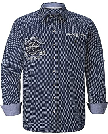 Jan Vanderstorm Herren Hemd Raiko | Sportliches Print-Hemd aus reiner Baumwolle, große Größen L–7XL, bequemer Comfort-Fit für Männer, Brusttasche, Langarm-Design