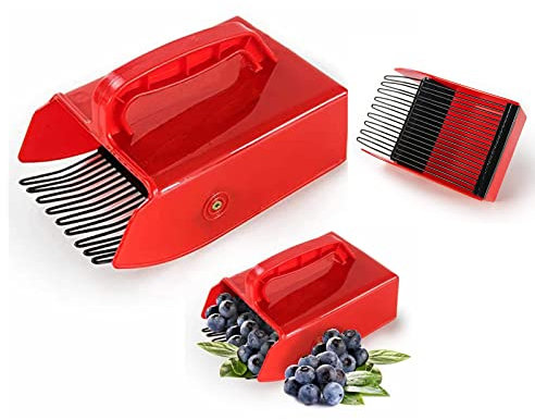 Recogedor de Frutas Bayas, Herramienta de recolección de Bayas con Peine metálico Mango de plástico, Rastrillo para jardín para recoger frambuesas, moras, arándanos y grosellas