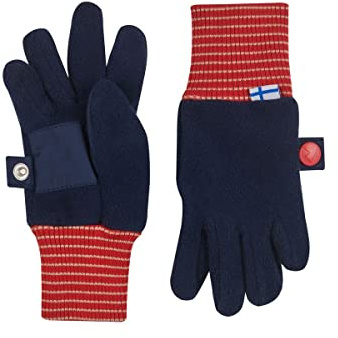 Finkid Sormikas Blau - Warme atmungsaktive Kinder Fleece Fingerhandschuhe, Größe L - Farbe Navy - Red