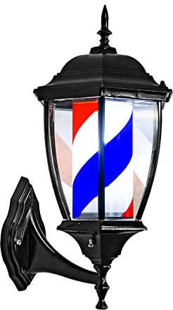 pombconw Carteles LED para barbería Peluquería giratoria a Prueba de Agua Poste de barbería Luces para Exteriores/Interiores Estilo clásico Rojo Azul Blanco Montado en la Pared Ahorre energía (A)
