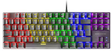 Mars Gaming MK80 Nero, Tastiera Gaming Meccanica TKL FRGB, Antighosting, Switch Meccanico Marrone, Lingua US