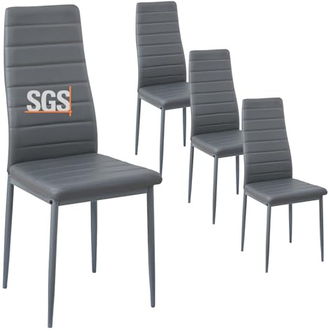 buybyroom Esszimmerstühle 4er Set Metall Küchenstuhl, Esstisch Stuhl Bequemer Polsterstuhl SitzfläChe,Grau