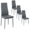 buybyroom Sillas de Comedor Juego de 4 Sillas de Metal para Cocina, Silla de Mesa Comoda Silla Tapizada para Sentarse, Gris