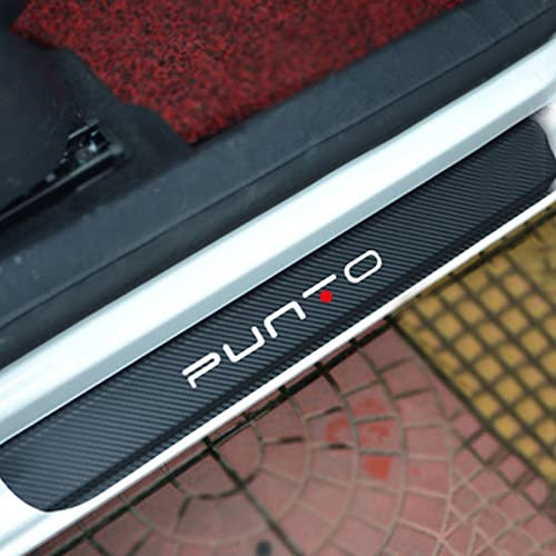 EAGLEG 4 Pezzi Car Adesivi Soglia Fibra Carbonio per Fi-at 500 500x 500l Panda Tipo Punto Bravo, Battitacco Pedal Stickers AntiGraffio Pellicola Protettiva, Auto Styling Accessori, Punto White