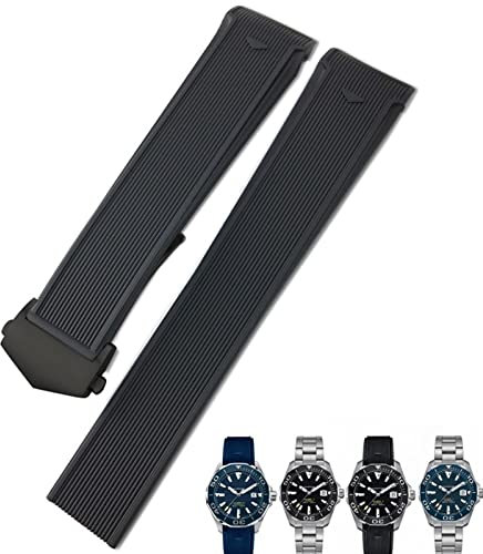 COEPMG 20 mm 22 mm Gummi-Silikon-Uhrenarmband für Tag Heuer Carrera AquarACER F1 Taucharmband, 22 mm, Achat