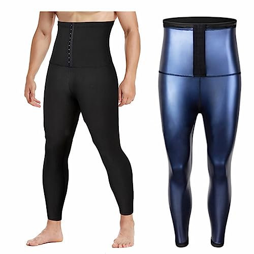 Pantalon de sudation amincissant, pour sauna, pour homme, chaud, chaud, thermique, de jogging, de sudation, de sueur, de course, de sport, bleu, XL