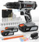 Acmaker Cordless Drill 20V, Battery with 2 Batteries 2.0Ah, 42Nm Power Electric Drills Cordless, 25+1 Torque, 89PCS and Screwdriver Set, Speed, LED Light Combi for Home Garden (20VDZ)