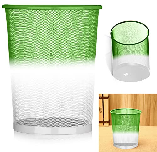 ARA CHOICE Colourful Mesh Waste Bins Rubbish Paper Wastebasket Trash Can Dustbin For Home Office Durable and easy to use Recycling Bin for Bedrooms Multi Colour. (Green)