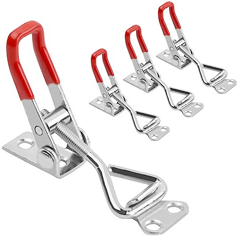 4 Pzs Abrazadera de Palanca Ajustable Abrazadera de Palanca Cierre de Metal Bloqueo de Palanca Pestillo 100kg/220lbs Abrazadera de Pestillo Ajustable Pestillo de Palanca de Metal para Caja, Armario