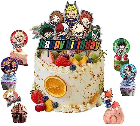 My Hero Academia Geburtstagskuchenzubehör Anime MHA Thema Party Dekorationen Cupcake Topper Kuchen Wrappers Karte Ornament Supplies