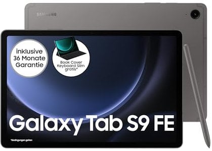 Samsung Galaxy Tab S9 FE Android-Tablet, 27,7 cm / 10,9 Zoll Display, 128 GB Speicher, Mit Stift (S Pen), Lange Akkulaufzeit, 5G, Grau, Inkl. 36 Monate Herstellergarantie [Exklusiv bei Amazon]