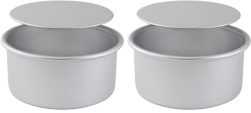 PME LBR063 Anodised Aluminium 3 inch Deep Round Cake Tin with Loose Base, 6 (152mm), Silver (Pack of 2)
