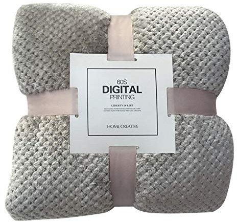 Lits Polaire Grand Épais Couvertures à Carreaux Couverture en Flanelle Douce et Respirante Ensemble de Plaid en Maille Chaude Linge de Maison (Gris, L)