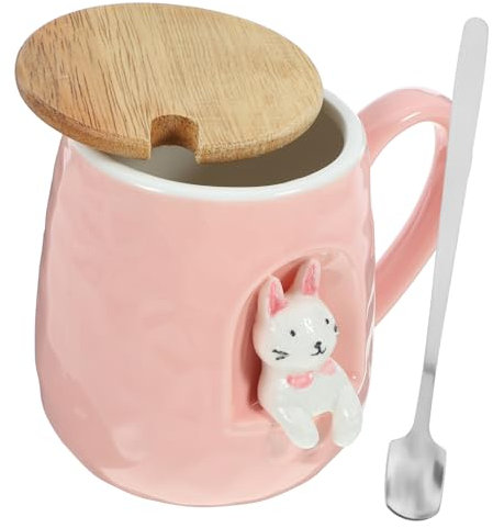 Mobestech Kaffeebecher Tasse mit mädchenhaftem Herz rosa Becher süßer Milchbecher Wasserbecher bürotasse wassergläser n Trinkbecher Frühstückstasse für Milch Persönlichkeit Porzellantasse